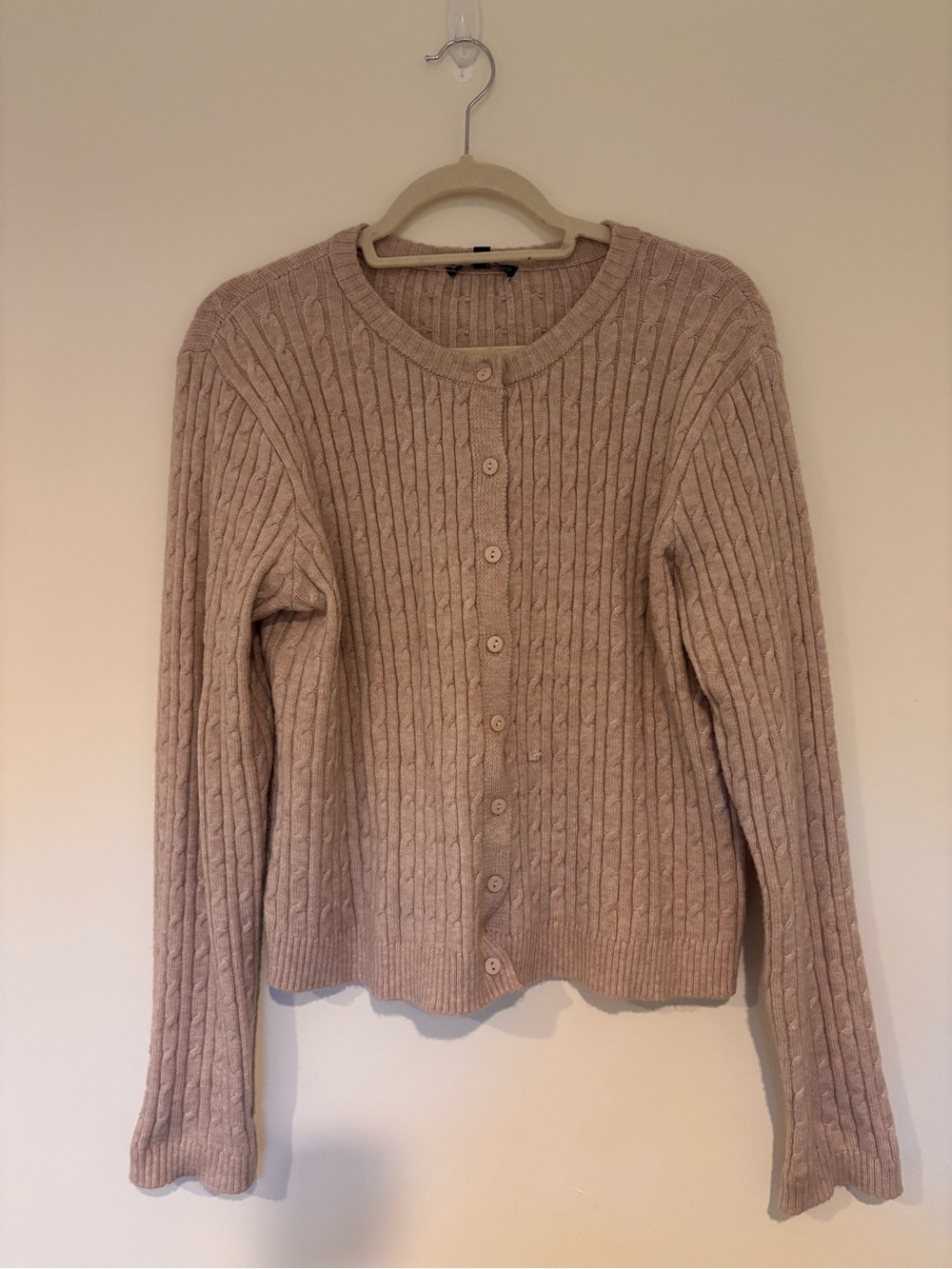 Robertson & Rodeo Beige Cable Knit Cardigan Sweater L